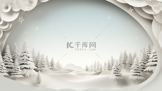 白色雪地树木创意唯美背景1