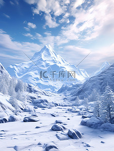 雪景雪山背景图片_雪景晶莹剔透雪山冬天12