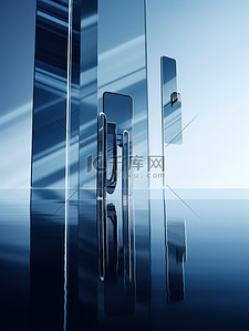 蓝色质感玻璃背景图片_大型玻璃面板未来光学背景14