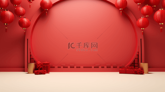 中国红喜庆灯笼装饰简约背景26