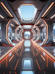 室内屏幕背景图片_未来的科幻室内空间3