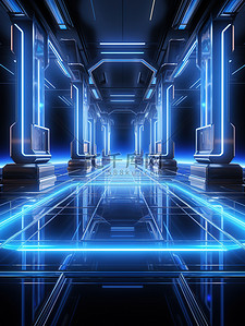 室内屏幕背景图片_未来的科幻室内空间15