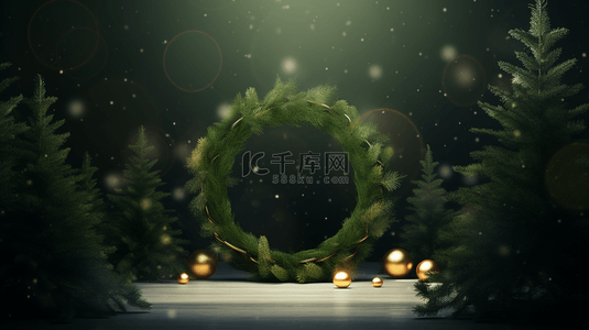 圣诞植物装饰圆环背景15