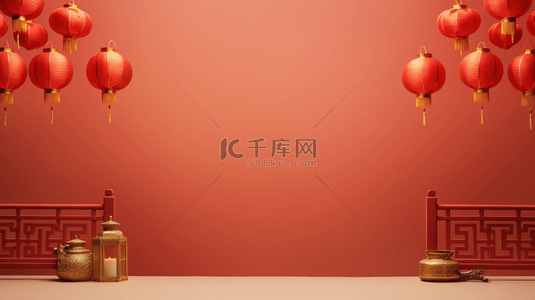 中国红喜庆灯笼装饰简约背景30