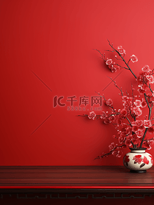 红色梅花背景图片_红色中国风喜庆简约背景22