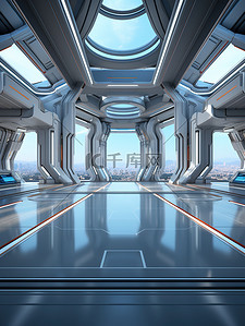 室内屏幕背景图片_未来的科幻室内空间9