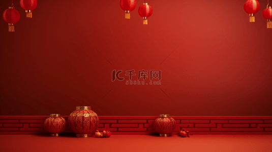 中国红喜庆灯笼装饰简约背景9