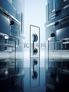 科技蓝色数字背景图片_大型玻璃面板未来光学背景15