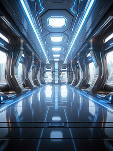 科幻科技空间背景图片_未来的科幻室内空间19
