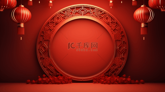 中国红喜庆灯笼装饰简约背景3