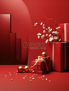 红色礼盒喜庆背景背景图片_红色礼品电商喜庆背景5