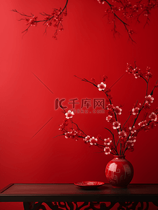 红色中国风花朵背景图片_红色中国风喜庆简约背景21