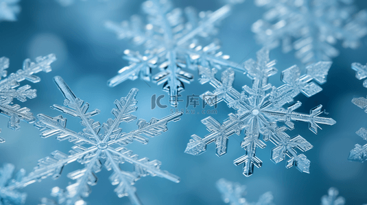 蓝色晶莹雪花背景图片_冬天蓝色晶莹剔透的雪花冰花纹理底纹背景