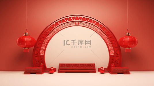 中国古典红色背景图片_红色中国风几何喜庆背景28