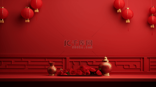 中国红喜庆灯笼装饰简约背景36