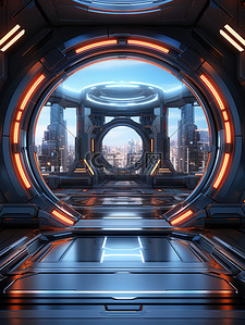 科幻科技空间背景图片_未来的科幻室内空间14