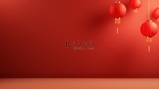 春节大气中国红背景图片_中国红喜庆灯笼装饰简约背景32