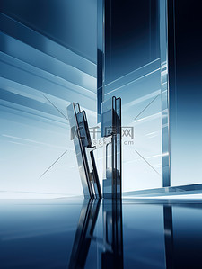 科技蓝色数字背景图片_大型玻璃面板未来光学背景12