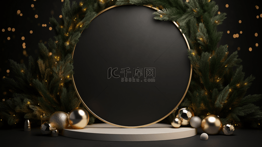 圣诞立体背景图片_圣诞植物装饰圆环背景12