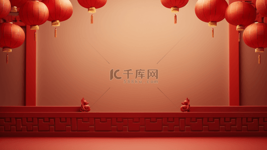 中国红喜庆灯笼装饰简约背景17