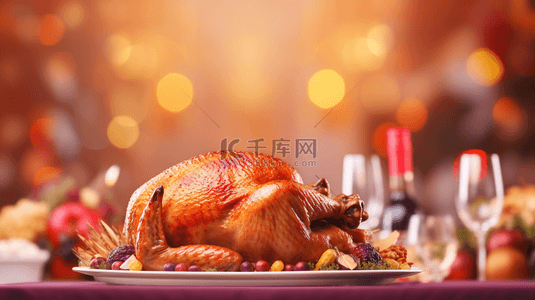 感恩节背景图片_感恩节火鸡美食餐桌图片22