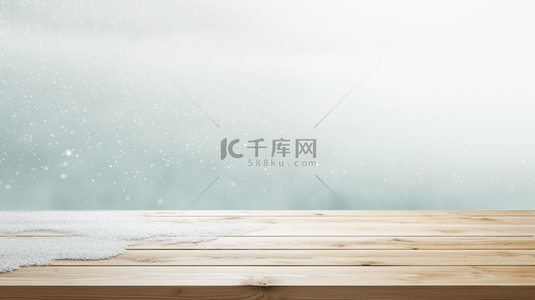 电商雪背景图片_清新冬天雪雾电商木板展台木展板