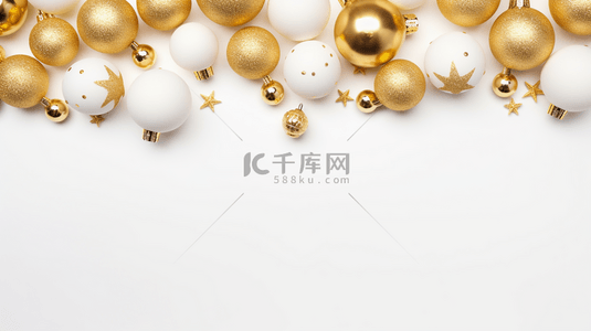圣诞节日简约白色背景图片_彩色圣诞圆球装饰边框背景4