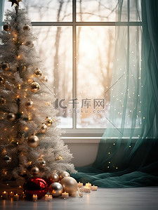 圣诞房间背景图片_圣诞气氛的房间圣诞树5