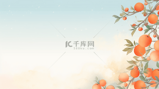 冬季柿子树风景雪景插画12