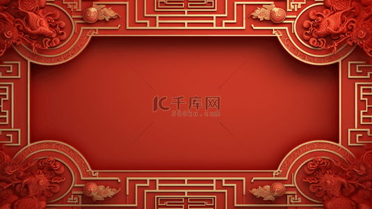 边框纹理中国风背景图片_红色中国风古典春节背景35