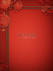 红色中国风花朵背景图片_红色中国风古典春节背景5