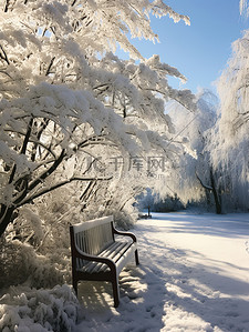 冬季雪景公园长椅9