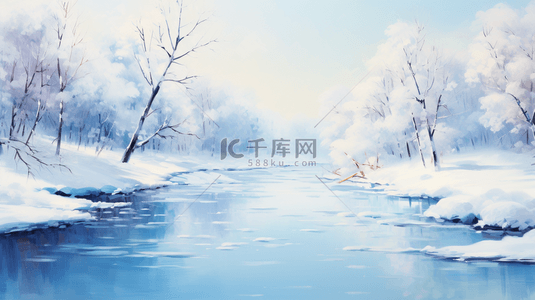 唯美冬季风景大雪风景场景背景