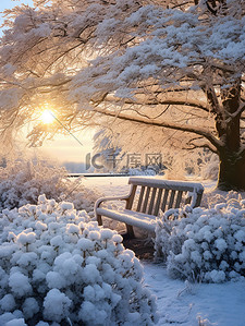冬季雪景公园长椅11