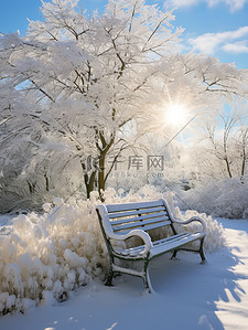 冬季雪景公园长椅12