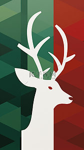 鹿卡通背景图片_红绿相间圣诞节圣诞麋鹿背景