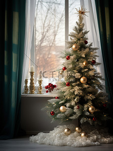 气氛的背景图片_圣诞气氛的房间圣诞树2