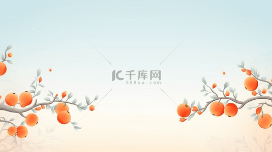 冬季柿子树风景雪景插画14