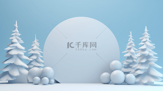 白色c4d破碎地面背景图片_浅蓝色3D圣诞节电商促销展台背景