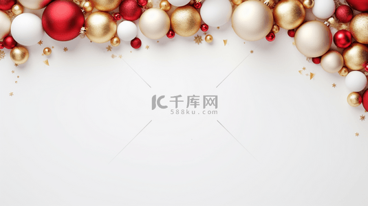 圣诞节边框白色背景图片_彩色圣诞圆球装饰边框背景12