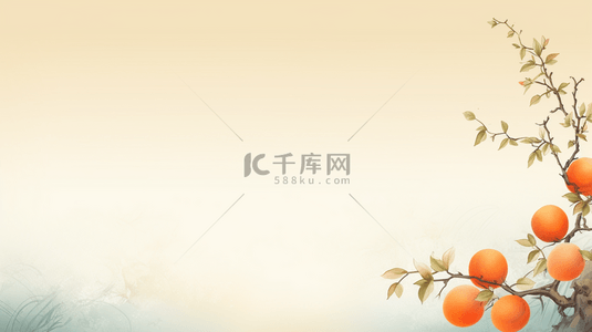 冬季柿子树风景雪景插画13