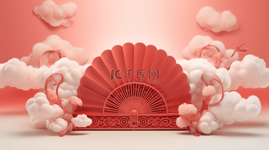 中国风古典扇形几何创意背景2