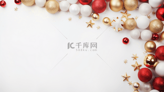 圣诞节边框白色背景图片_彩色圣诞圆球装饰边框背景11