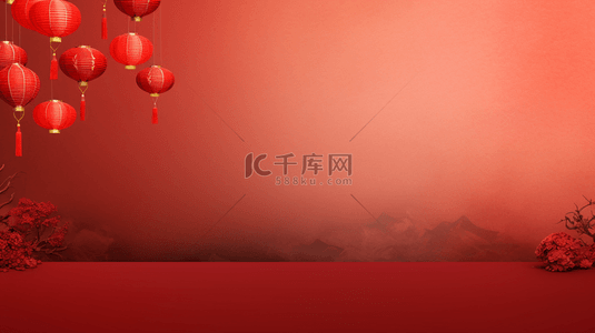 中国如意背景图片_中国红灯笼装饰简约背景13