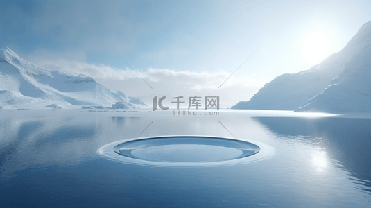 双11电商促销背景图片_冬天雪山冰河电商促销展台背景