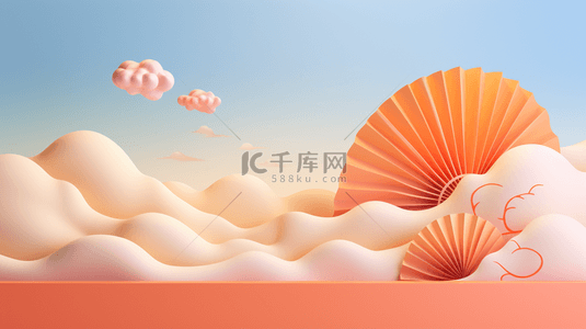 中式背景背景图片_中国风古典扇形几何创意背景1