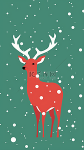 鹿卡通背景图片_红绿相间圣诞节圣诞麋鹿背景