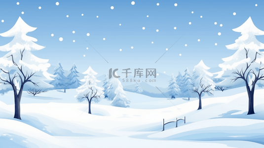 雪树背景图片_蓝色冬天风景雪树风景背景