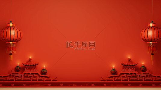 中国红灯笼装饰简约背景3