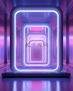 数字霓虹背景图片_C4D电商霓虹拱门展台